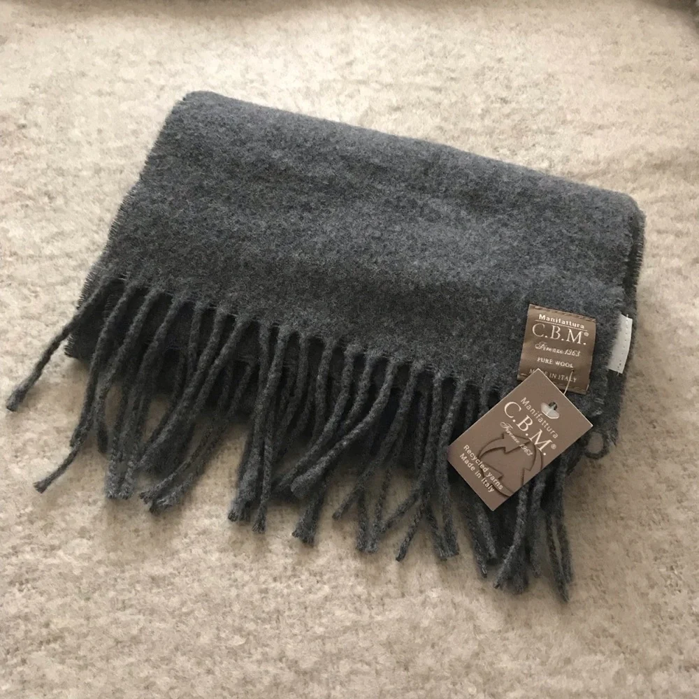 Italian Gray Pure Wool Scarf